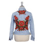 One-of-a-Kind Embroidered Tween Flower Denim Fringe Jacket - Thailand