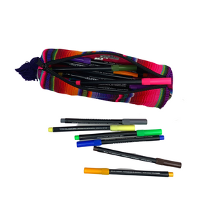 Hacienda Multicolor Sarape Pencil Case | Makeup Brush Bag - Guatemala
