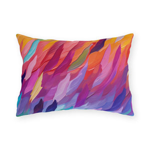 Bespattered Facade Rainbow Feathers UV-Resistant Outdoor Pillows | 4 Sizes