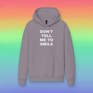 Glitter Print "Don't Tell Me To Smile" Oversized Fleece Hoodie