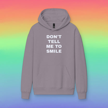 Glitter Print "Don't Tell Me To Smile" Oversized Fleece Hoodie