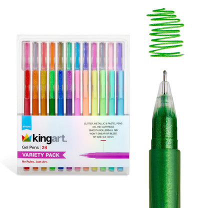 Gel Pens 24 Glitter, Metallic & Pastel Colors