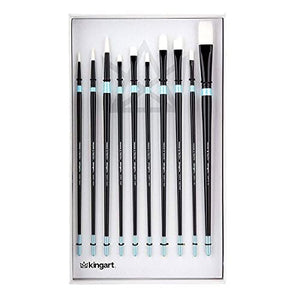 White Nylon Long Handle Oil & Acrylic Brushes 10 pc