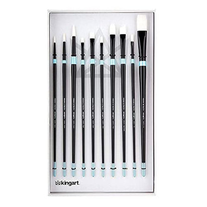 White Nylon Long Handle Oil & Acrylic Brushes 10 pc