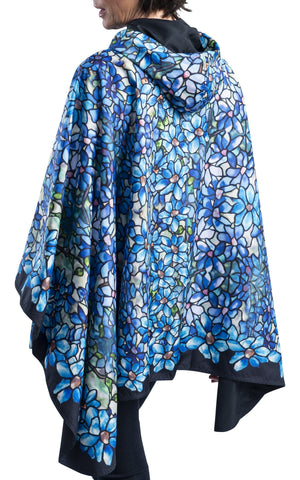 Tiffany "Clematis" Reversible Rain Cape – Lightweight Hooded Wrap for Women