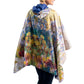 Tiffany Peonies & Iris Reversible Rain Cape – Lightweight Hooded Wrap for Women