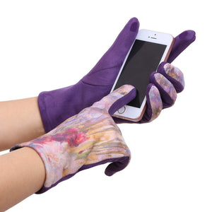 Tiffany Peonies and Iris Womens Touch Screen Gloves - One Size Fits All