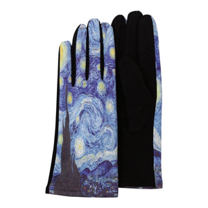 van Gogh Starry Night Womens Touch Screen Gloves - One Size Fits All