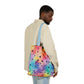 Bespattered Facade Rainbow Watercolor Dots Canvas Tote Bag | 3 Sizes and 5 Strap Colors