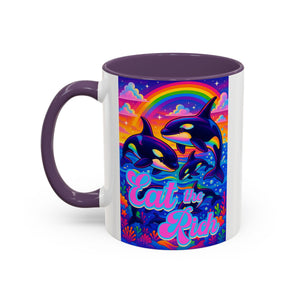 Bespattered Facade "Eat the Rich" Orcas Whimsical Rainbow Mug | Four Colors | 11oz or 15oz