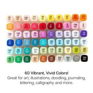 Double-Ended Alcohol Markers 60 Colors