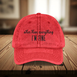 Bespattered Facade "I'm Fine" Black Embroidered Vintage Cap