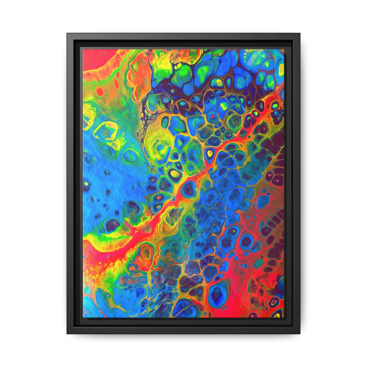 Bespattered Facade Fluid Art Abstract Painting Framed Canvas Art Print | 4 Frame Colors | Multiple Sizes