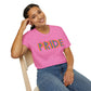 Bespattered Facade Rainbow Pride Ribbon Letters Unisex Softstyle T-Shirt