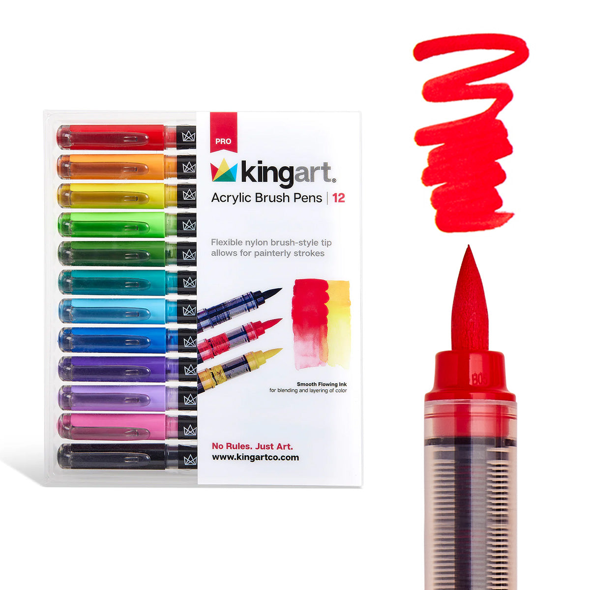 Acrylic Paint Brush Tip Pens - 12 Classic Colors