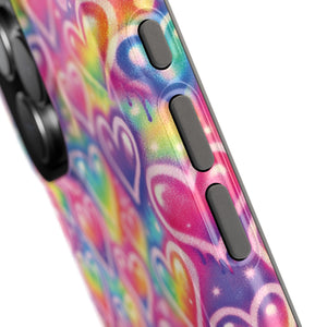 Bespattered Facade Rainbow Graffiti Hearts Impact-Resistant Case