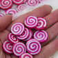 Pink Spiral Coin Bone Beads, 19x4mm, Kids Craft, Jewelry Making Supplies, 12 pcs