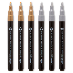 Acrylic Paint Pens Extra Fine - Silver & Gold 6 pc