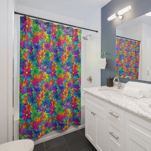 Bespattered Facade Bright Rainbow Flowers Shower Curtain