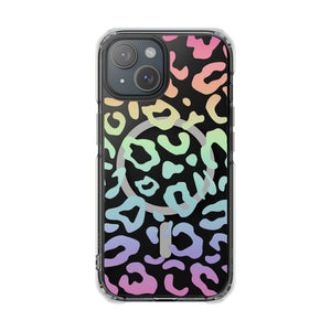 Bespattered Facade Pastel Rainbow Leopard MagSafe Clear Impact Case