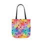 Bespattered Facade Rainbow Watercolor Dots Canvas Tote Bag | 3 Sizes and 5 Strap Colors