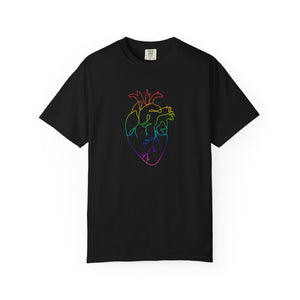 Bespattered Facade Rainbow Heart Line Art Premium Unisex Comfort Colors Garment Dyed 100% Cotton T-Shirt