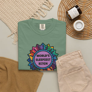 Bespattered Facade "World’s Sleepiest B*tch" Colorful Premium Unisex Comfort Colors Garment Dyed 100% Cotton T-Shirt