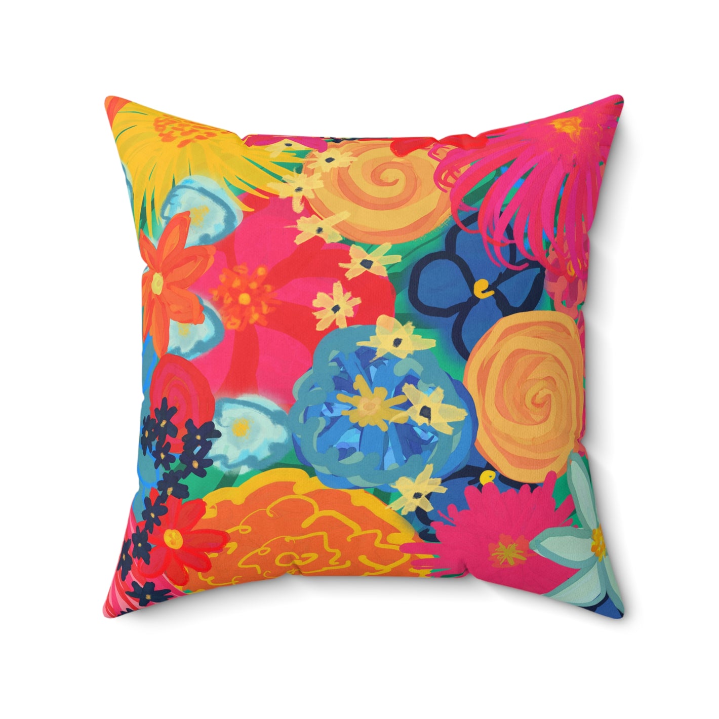 Bespattered Facade Bold Florals Square Throw Pillow | 4 Sizes