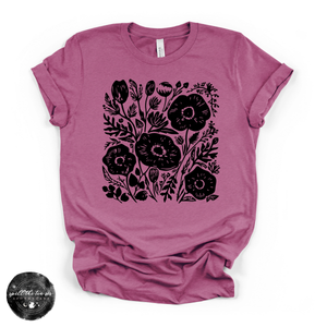 Black Flowers Tee | Dark Floral Graphic T-Shirt