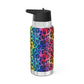 Bespattered Facade Rainbow Watercolor Leopard Insulated Gator Flip-Top Stainless-Steel Tumbler 32oz