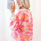 Sachet Pink Cheetah Colorblock Sweater Long Sleeve Cozy
