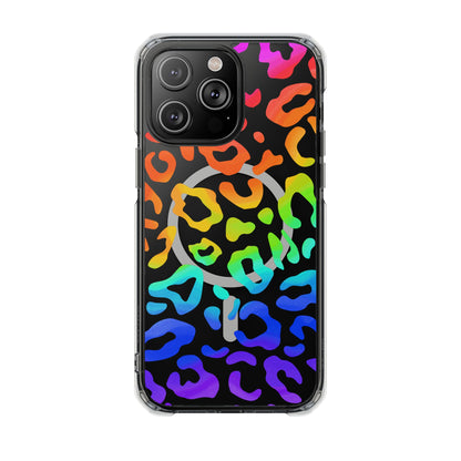 Bespattered Facade Watercolor Rainbow Leopard MagSafe Clear Impact Case