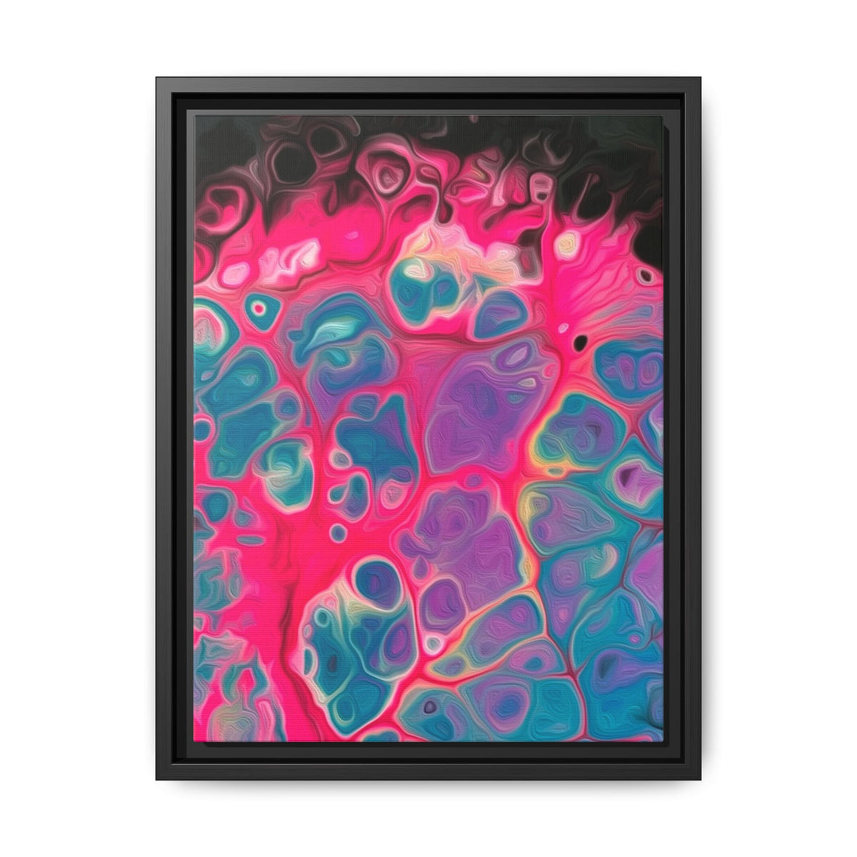 Bespattered Facade Fluid Art Abstract Painting Framed Canvas Art Print | 4 Frame Colors | Multiple Sizes
