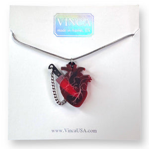 Chopped Heart Necklace - Drop Dead Red