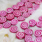 Pink Spiral Coin Bone Beads, 19x4mm, Kids Craft, Jewelry Making Supplies, 12 pcs