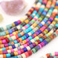 Multicolor Mermaid Reef Bone Spacer Beads: 5x4mm Heishi, Tube Shaped