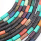 Fisherman's Blues Multi Color Bone Tube Beads, 4x9mm