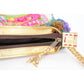 Handmade Gold Leather Crossbody Bag with Hmong Textile, Boho Pom Pom Tassel Purse, Tribal Ethnic Fair Trade Bag from Thailand