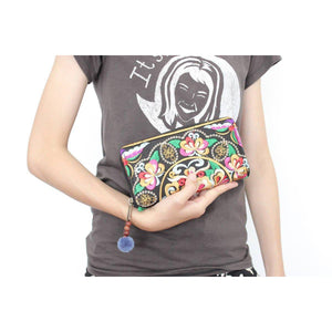 Bali Flower Embroidered Wallet - Thailand
