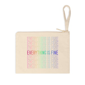 Bespattered Facade Everything is Fine Zipper Pouch Cotton Canvas Wristlet