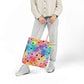 Bespattered Facade Rainbow Watercolor Dots Canvas Tote Bag | 3 Sizes and 5 Strap Colors