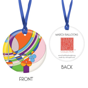 Frank Lloyd Wright March Balloons Porcelain Keepsake Ornament – Flat Ceramic, Gift-Ready