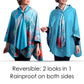 Hassam "Celia's Garden" Reversible Rain Cape Poncho – Lightweight Hooded Wrap for Women