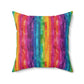 Bespattered Facade Rainbow Stripes Faux Suede Square Throw Pillow | 4 Sizes