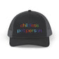 Childless Pet Person Rainbow Embroidered Snapback Trucker Cap (10 Hat Colors)