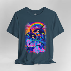 "Eat the Rich” Rainbow Orcas Bella Canvas Unisex Jersey Short Sleeve Tee T-Shirt