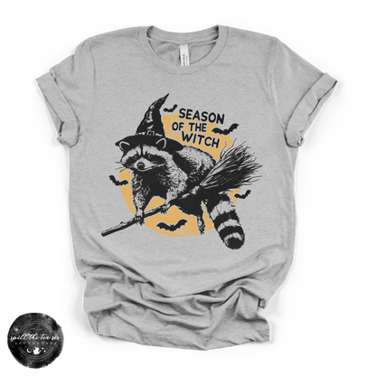 Season of the Witch Raccoon Tee | Witchy Trash Panda Halloween Graphic T-Shirt