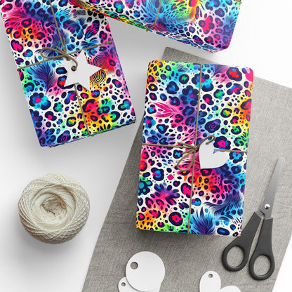 Bespattered Facade Colorful Animal Print Wrapping Paper | Three Sizes | Glossy or Matte