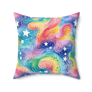 Bespattered Facade Rainbow Skies Square Throw Pillow | 4 Sizes