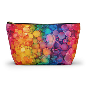 Bespattered Facade Rainbow Ink Dots Accessory Pouch With T-Bottom | 2 Sizes